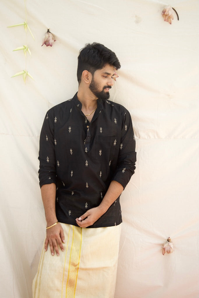 VED - Black Butta Kurta