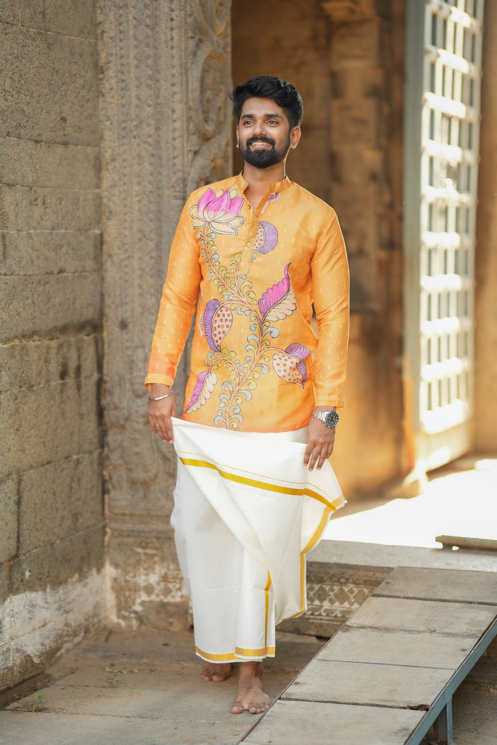 DHRUV - Mustard brush Painted Print