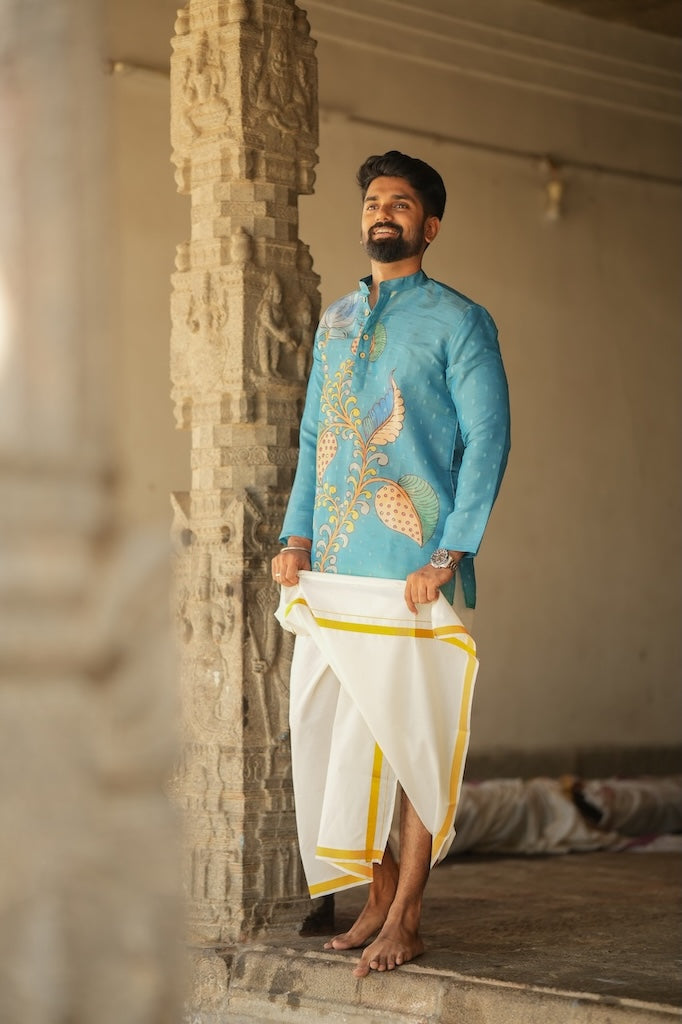 DHRUV - Blue brush Painted Print