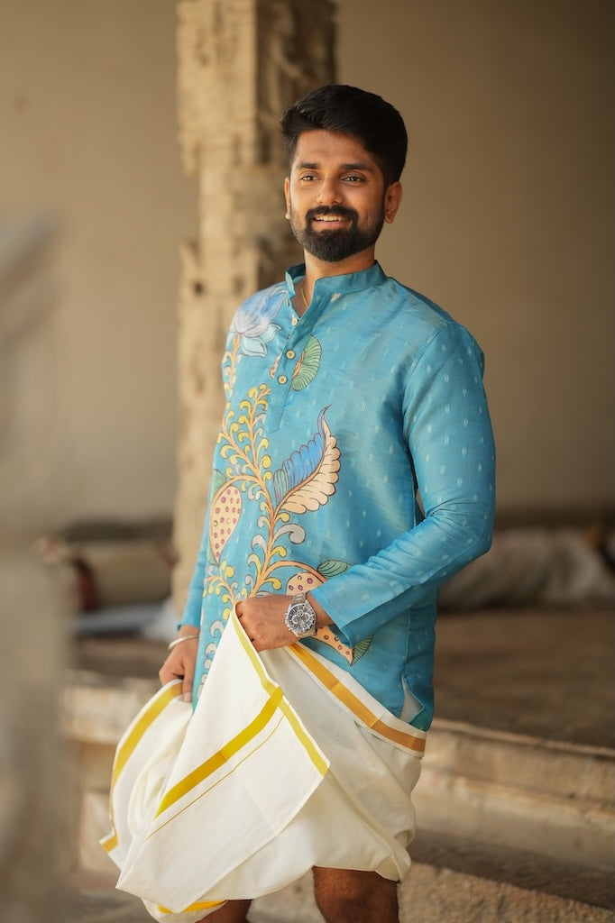 DHRUV - Blue brush Painted Print