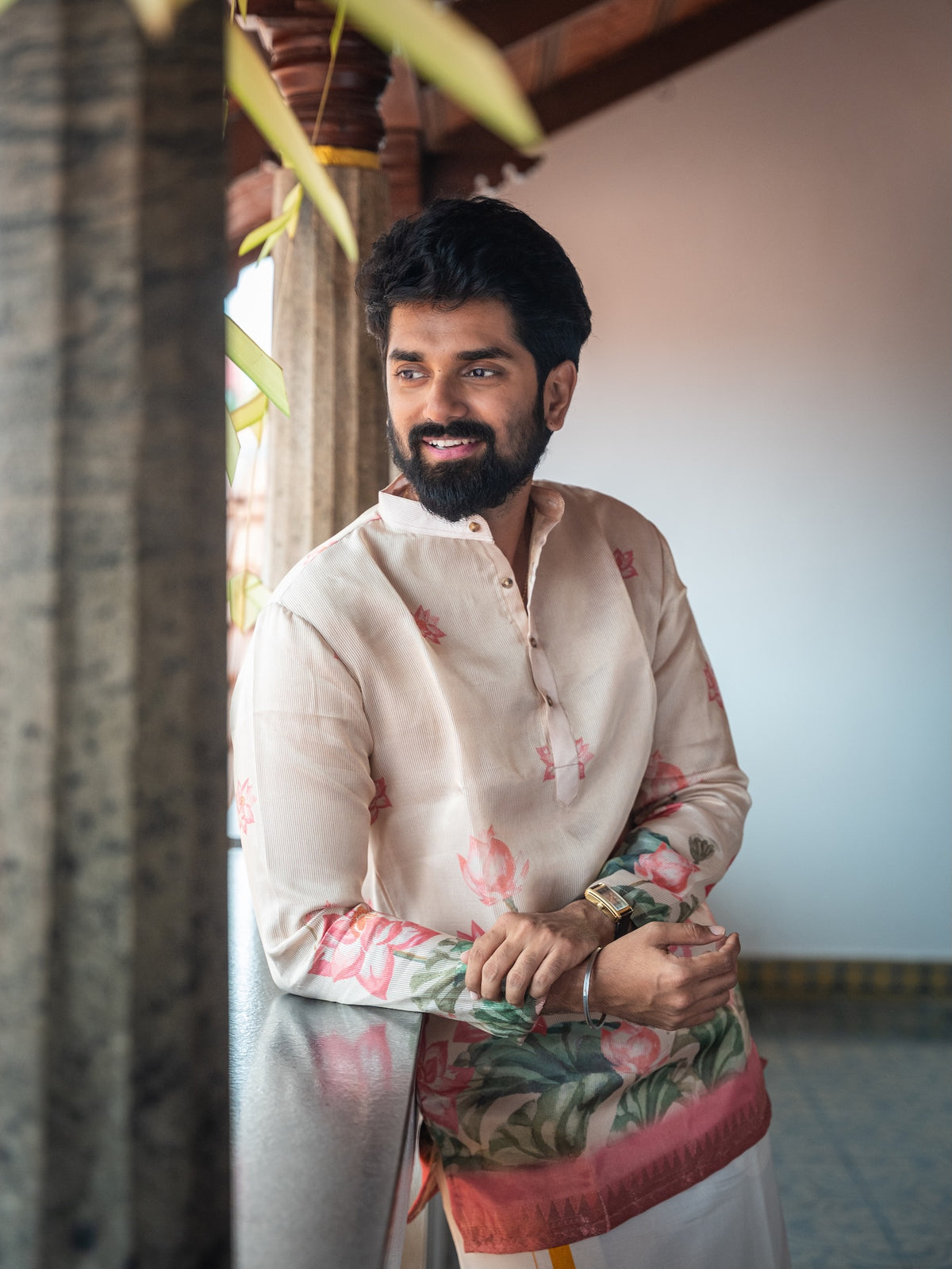 ATHARV - White Pink floral Kurta