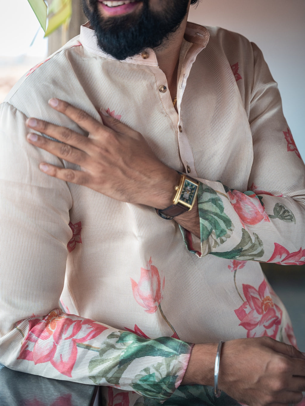 ATHARV - White Pink floral Kurta
