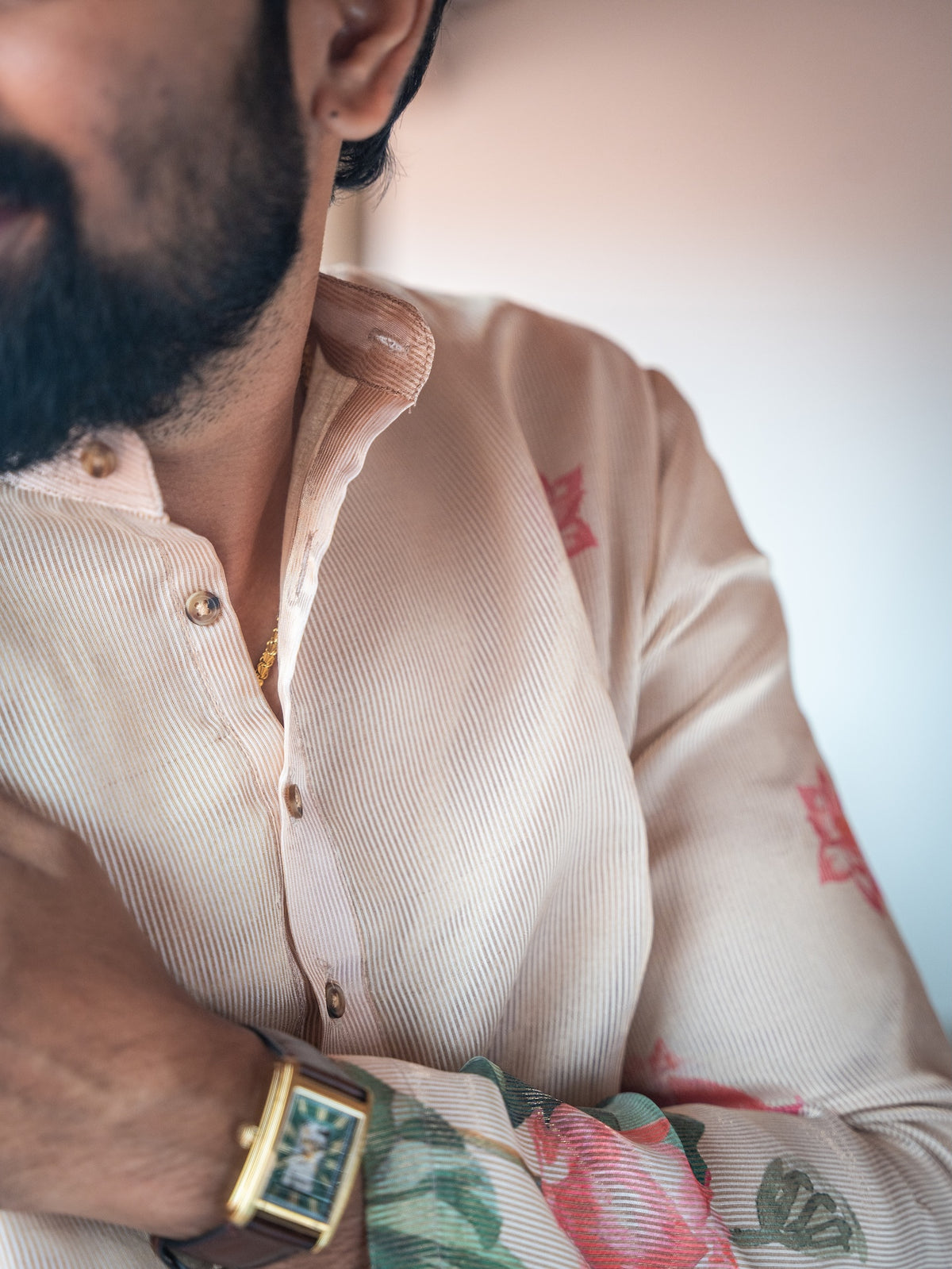 ATHARV - White Pink floral Kurta