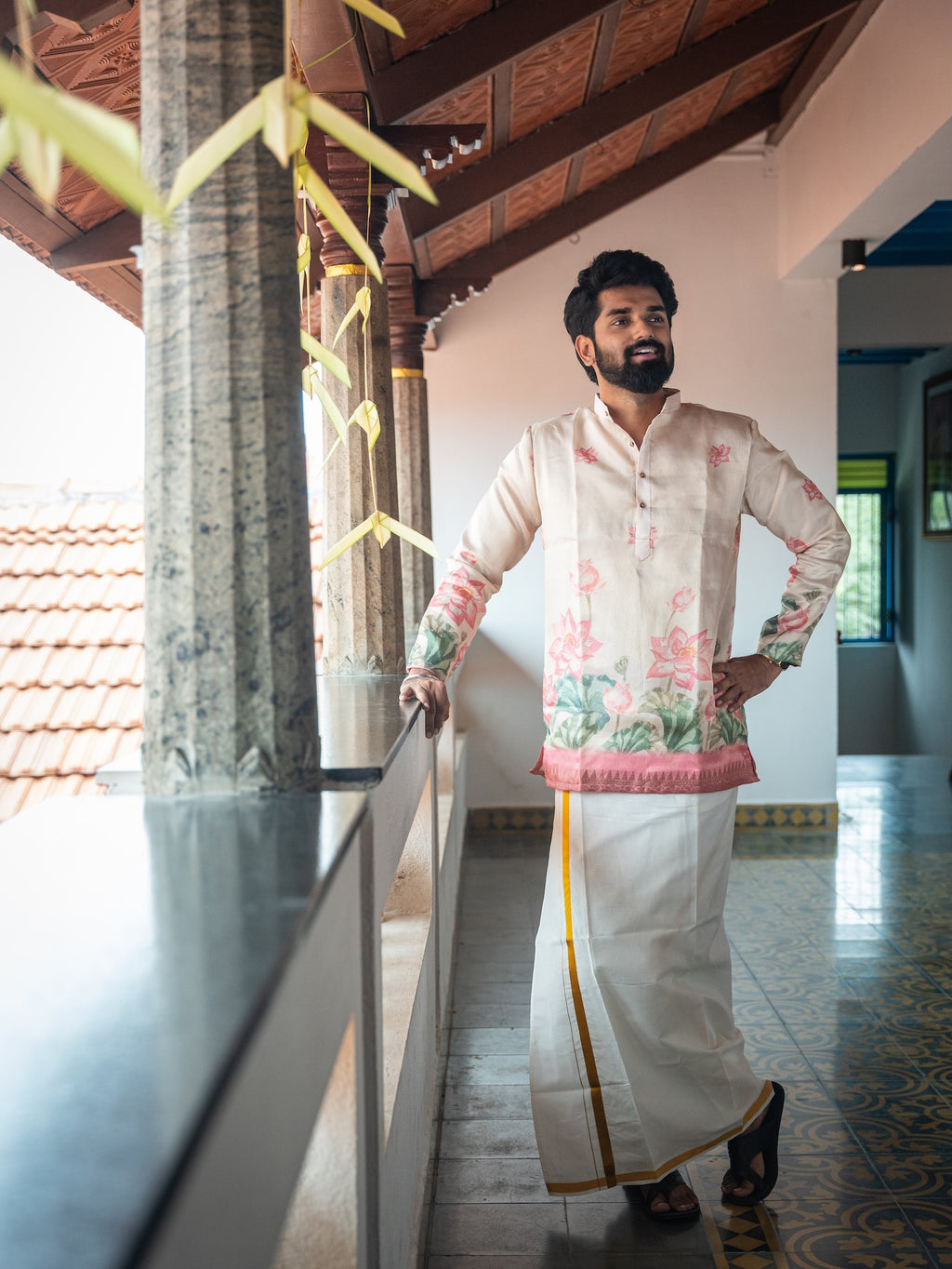ATHARV - White Pink floral Kurta