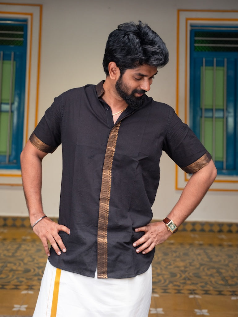 ATHARV - Black Mangalagiri Shirt