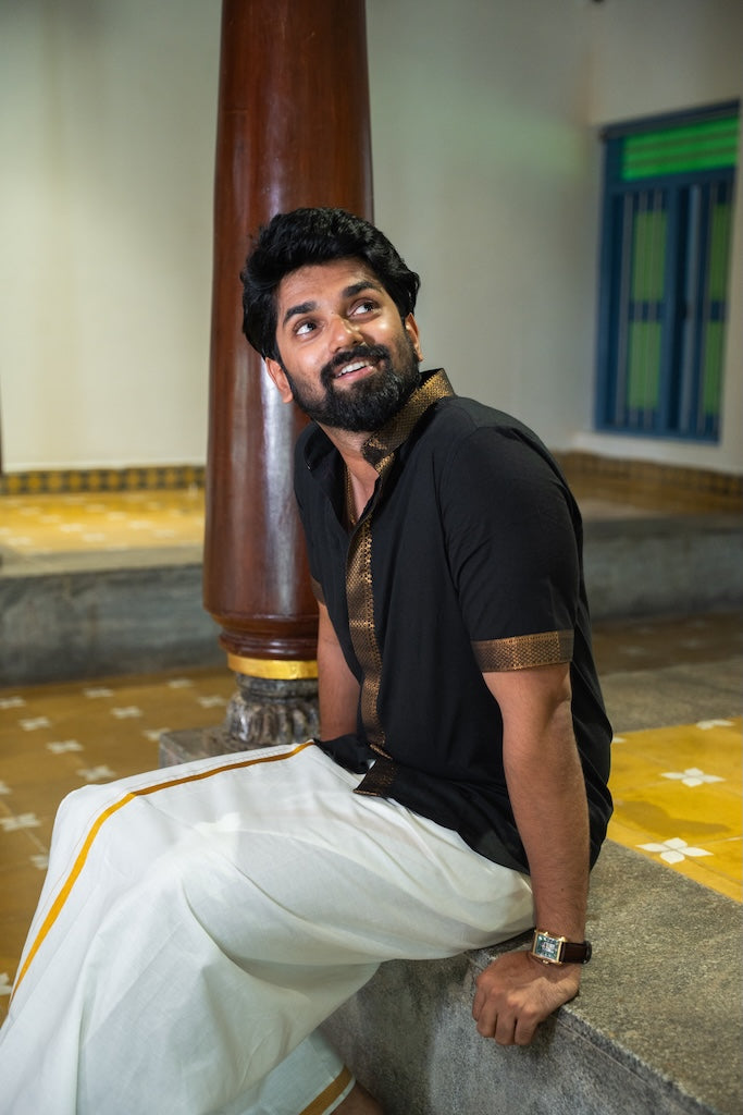 ATHARV - Black Mangalagiri Shirt