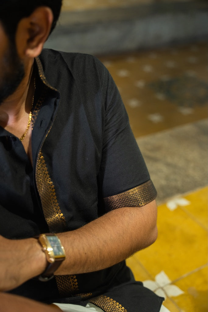 ATHARV - Black Mangalagiri Shirt