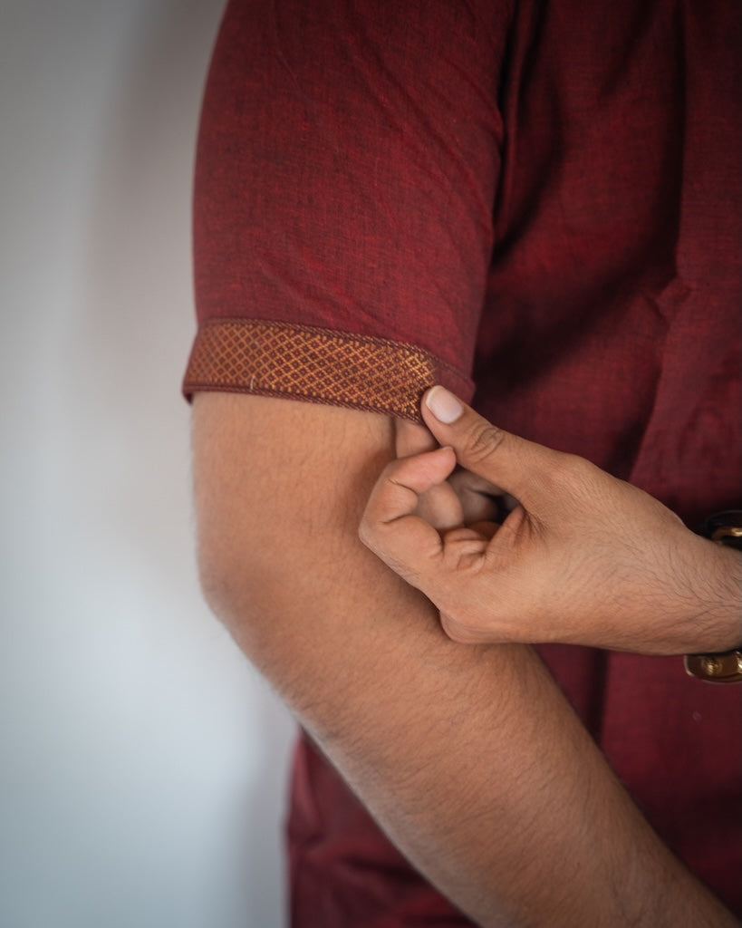 ATHARV - Maroon Mangalagiri Shirt