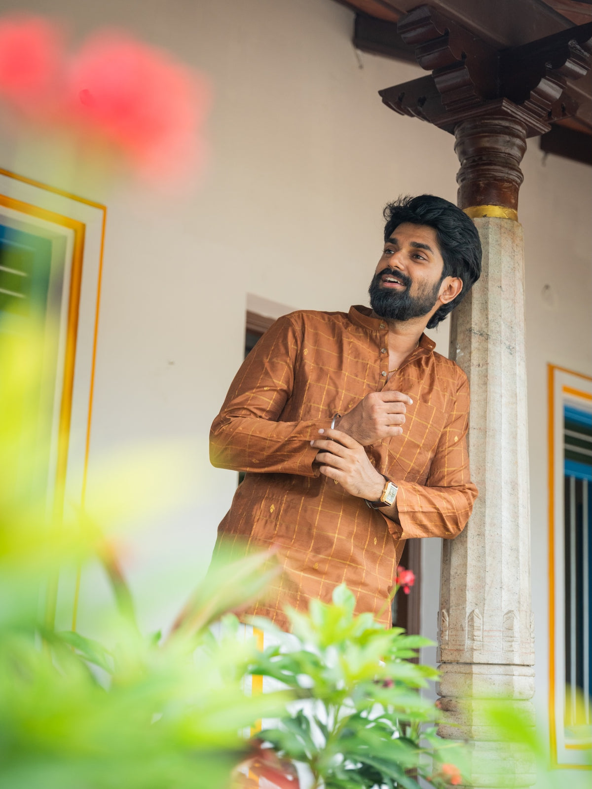 ATHARV - Brown Checks Kurta