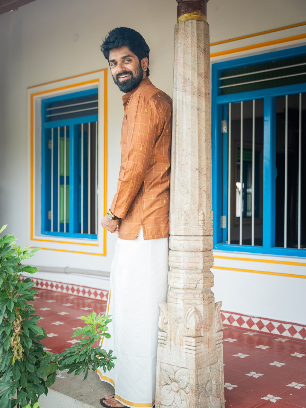 ATHARV - Brown Checks Kurta