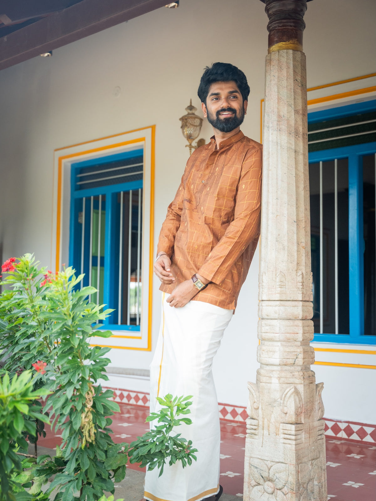 ATHARV - Brown Checks Kurta