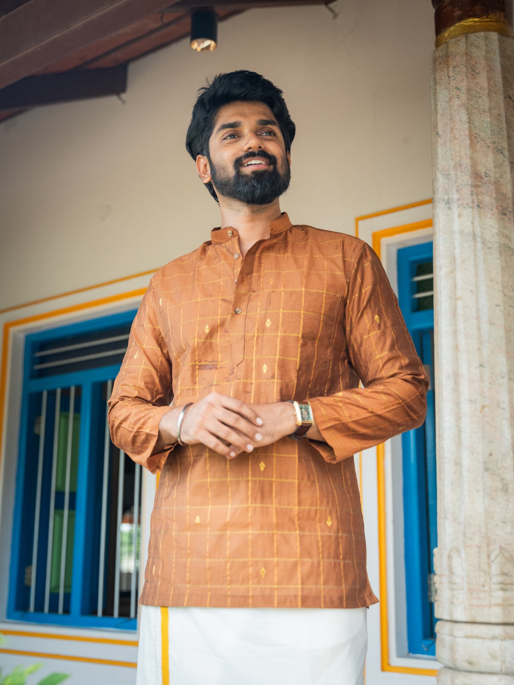 ATHARV - Brown Checks Kurta