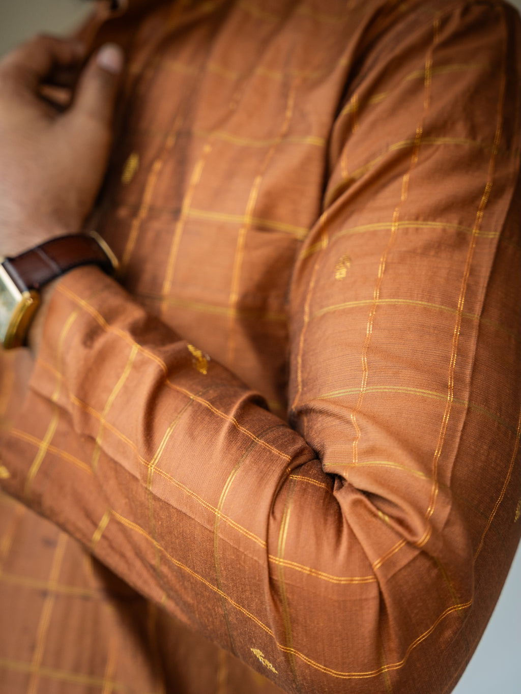ATHARV - Brown Checks Kurta