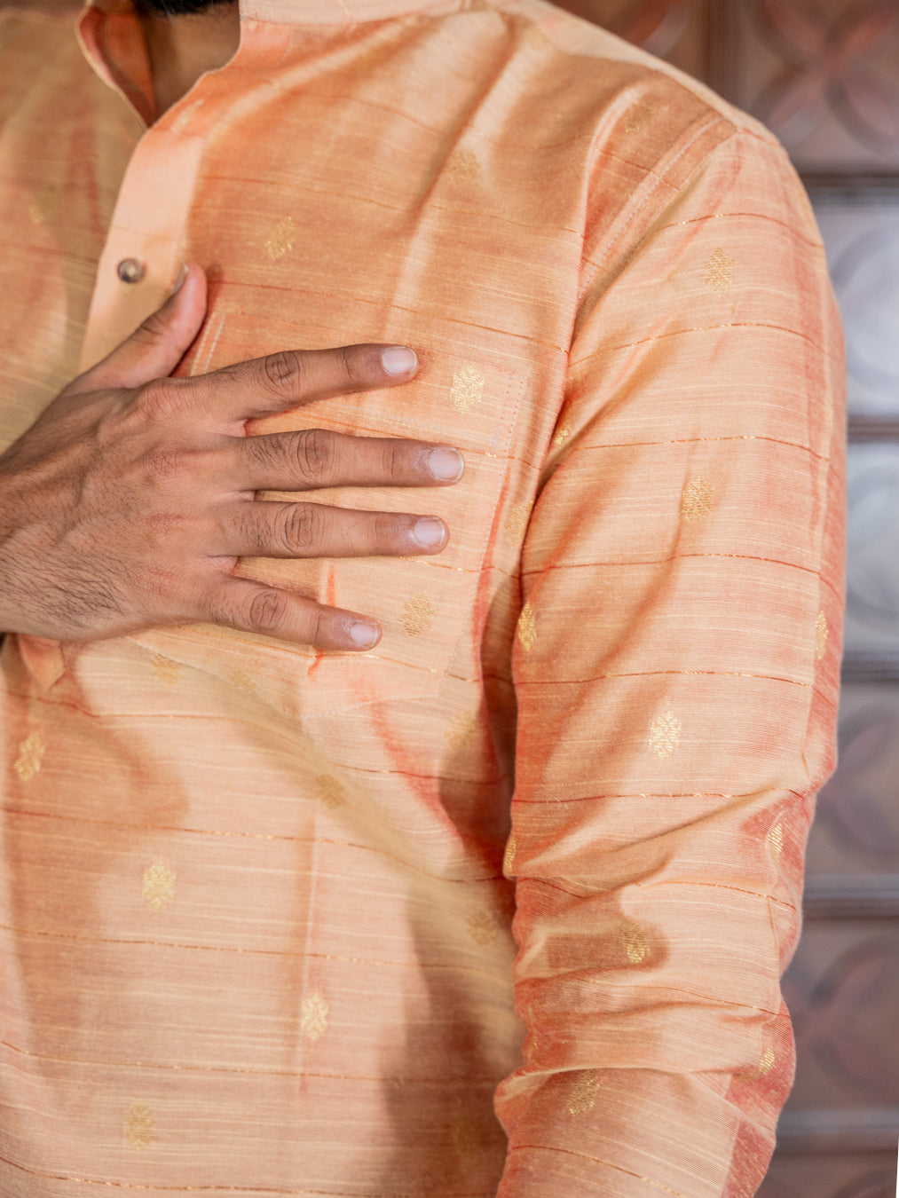 ATHARV - Peach Butta Silk Kurta