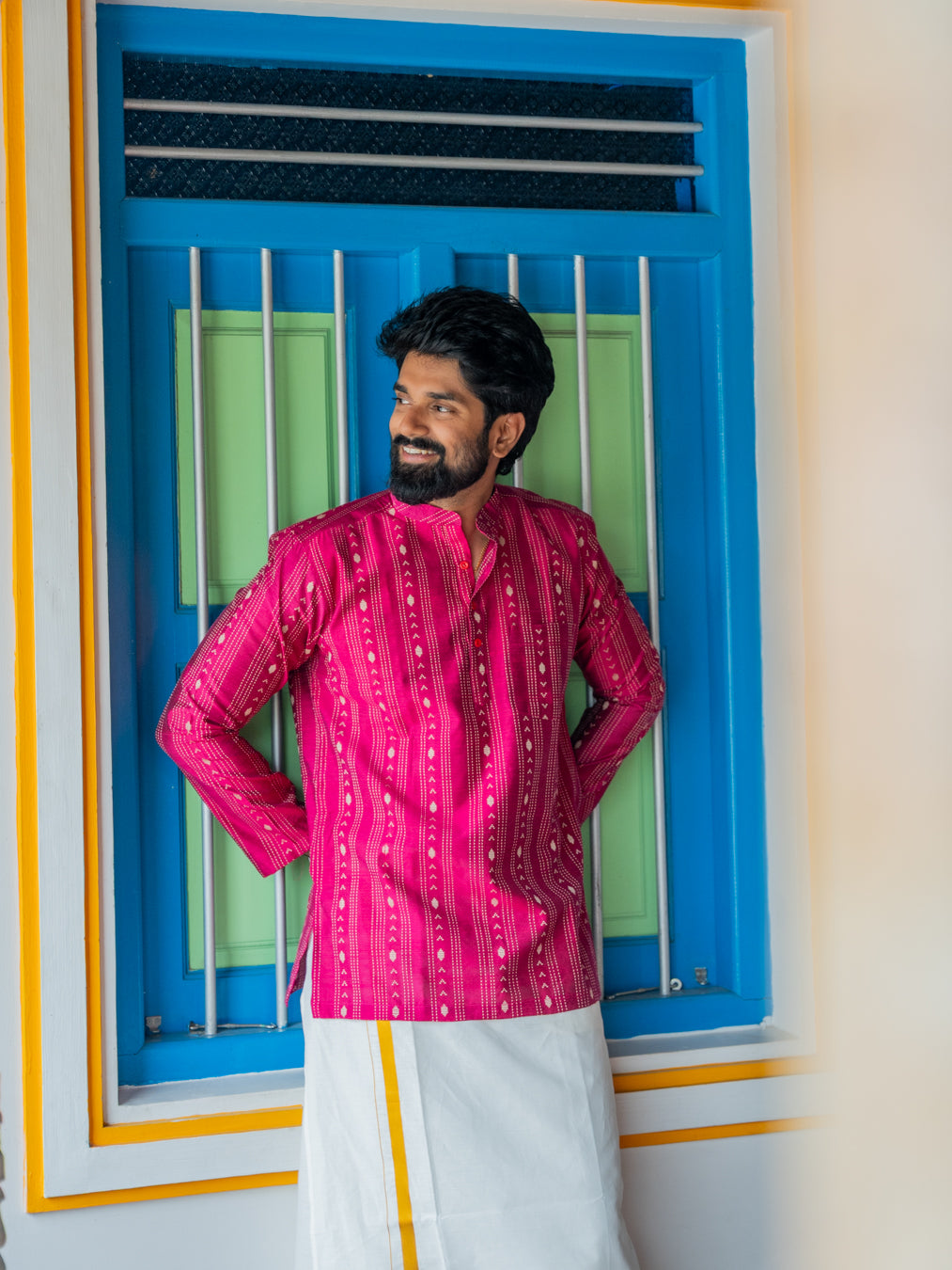 ATHARV - Magenta Handlom Kurta