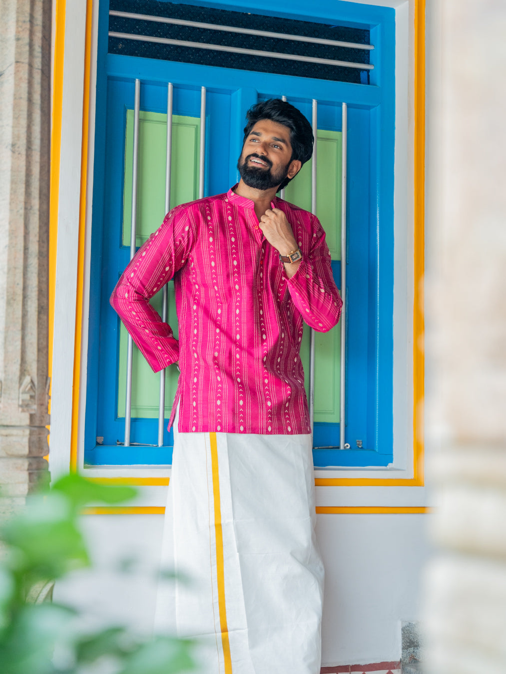 ATHARV - Magenta Handlom Kurta