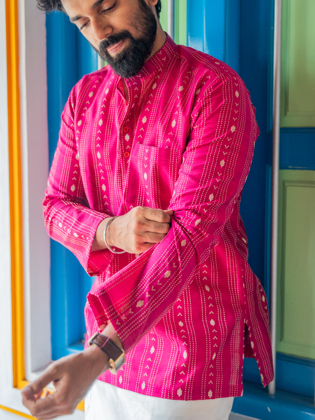 ATHARV - Magenta Handlom Kurta