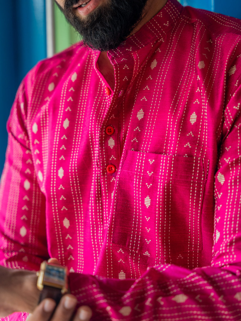 ATHARV - Magenta Handlom Kurta
