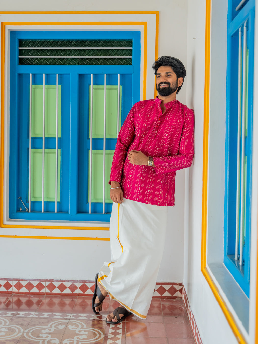 ATHARV - Magenta Handlom Kurta