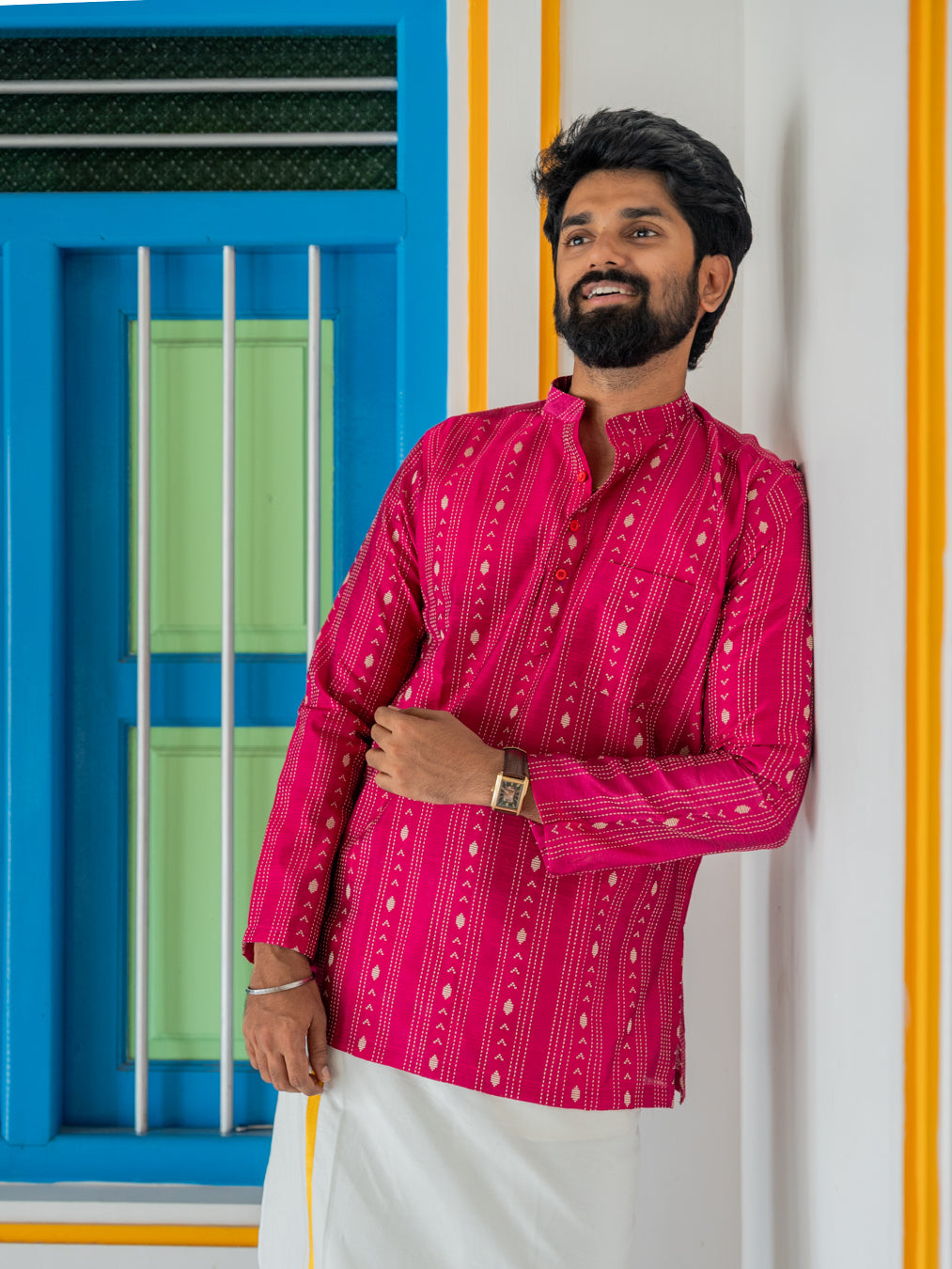 ATHARV - Magenta Handlom Kurta