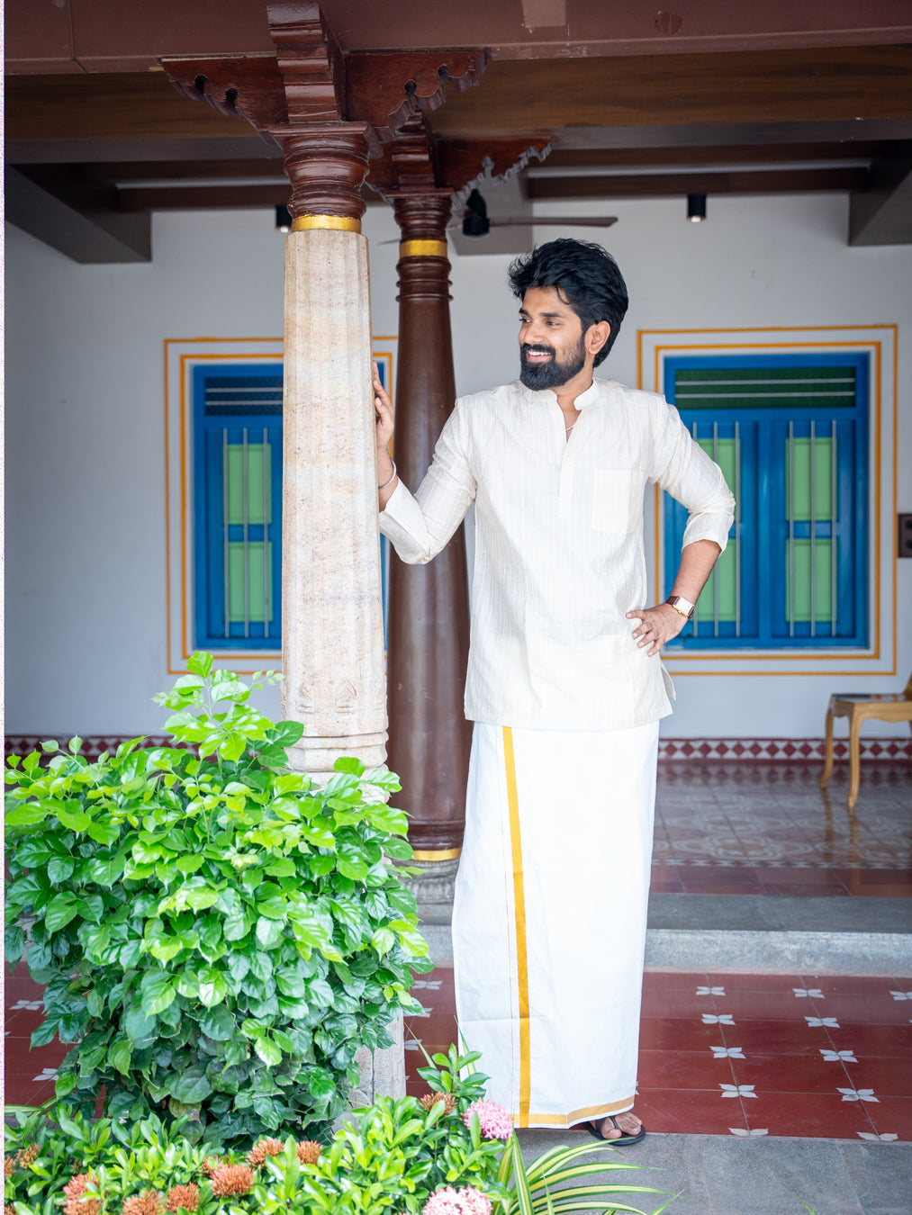 ATHARV - Ivory Handloom Kurta