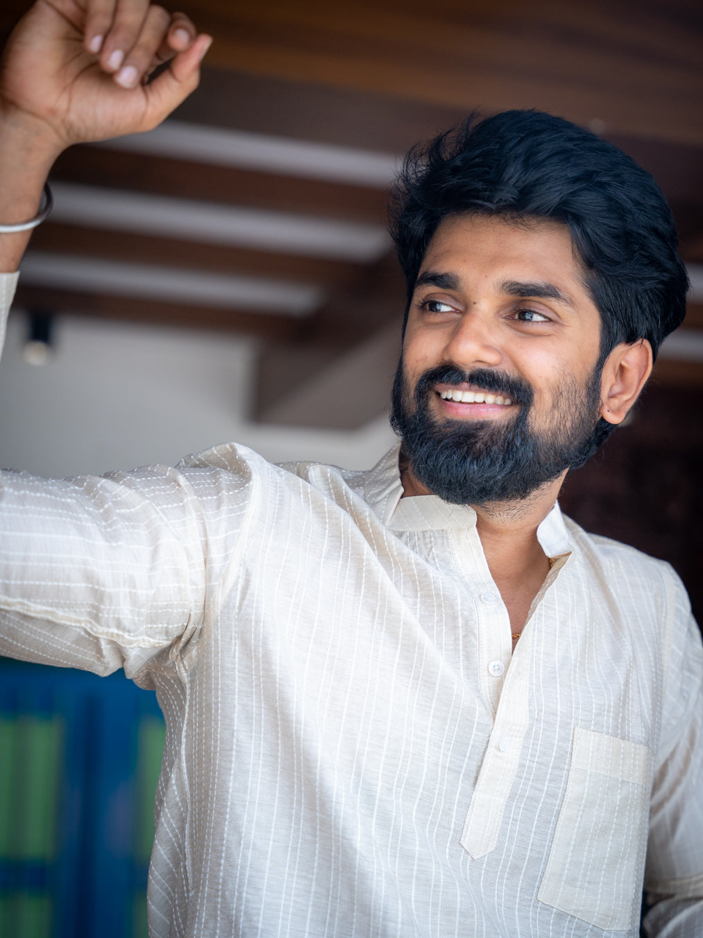 ATHARV - Ivory Handloom Kurta