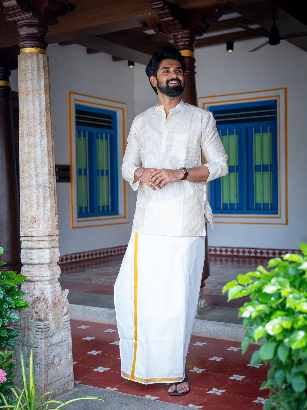 ATHARV - Ivory Handloom Kurta