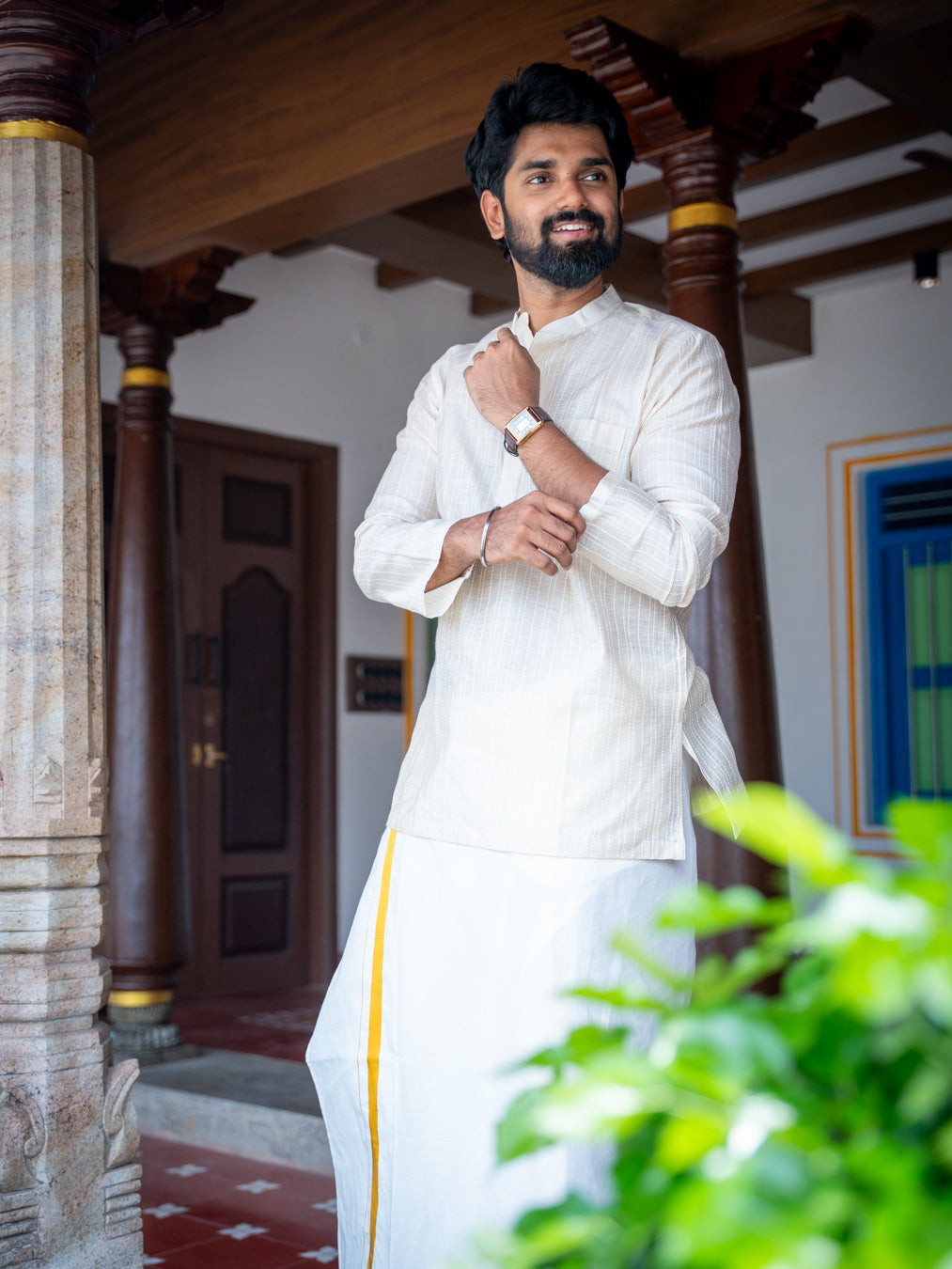ATHARV - Ivory Handloom Kurta