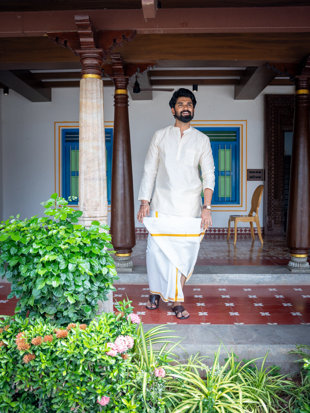 ATHARV - Ivory Handloom Kurta