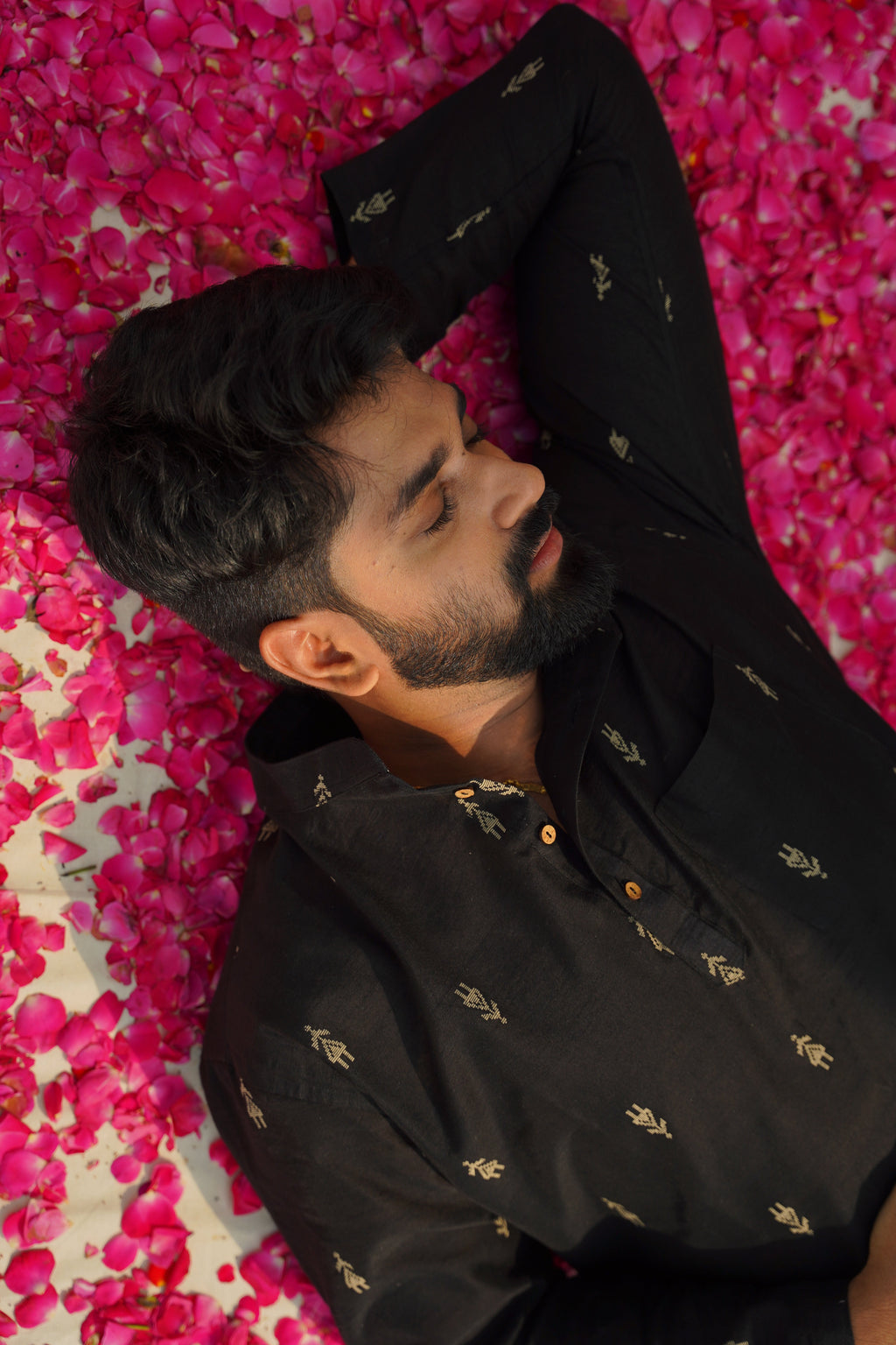 VED - Black Butta Kurta