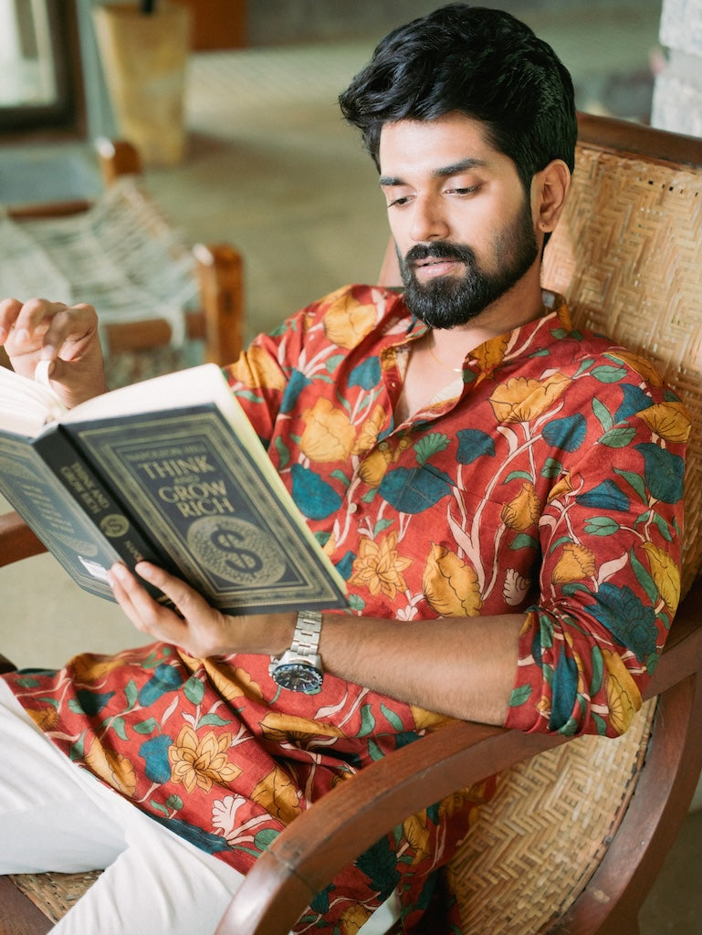 ARYA - Brick Red Chanderi Kurta