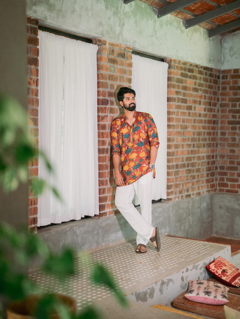 ARYA - Brick Red Chanderi Kurta
