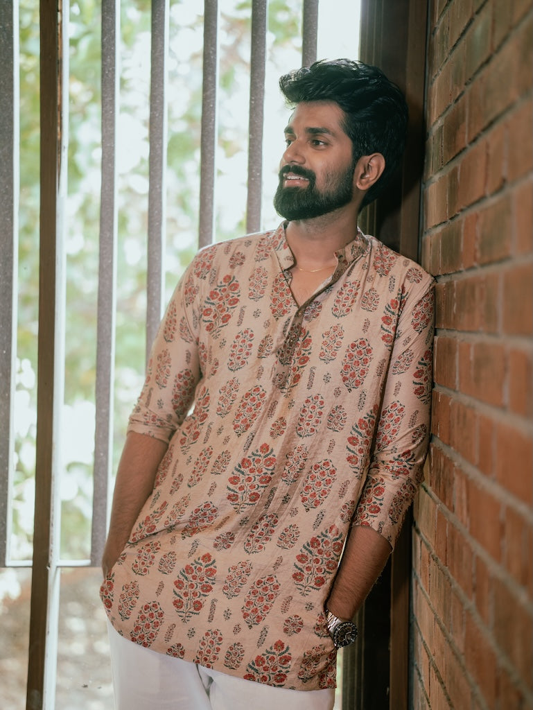 ARYA - BEIGE BLUSH CHANDERI KURTA