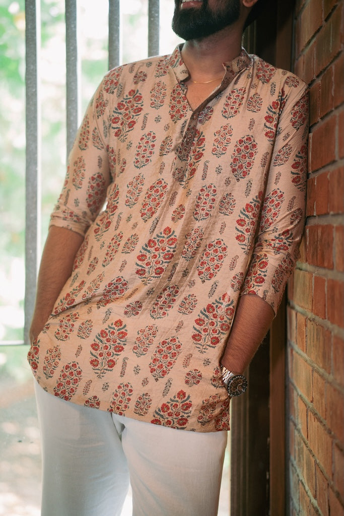ARYA - BEIGE BLUSH CHANDERI KURTA