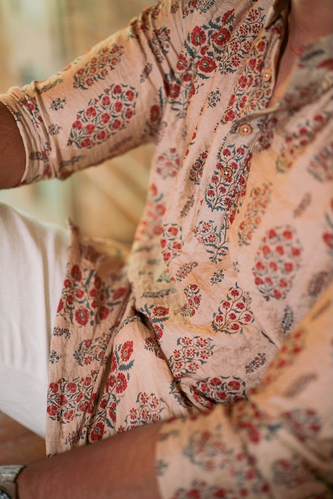 ARYA - BEIGE BLUSH CHANDERI KURTA