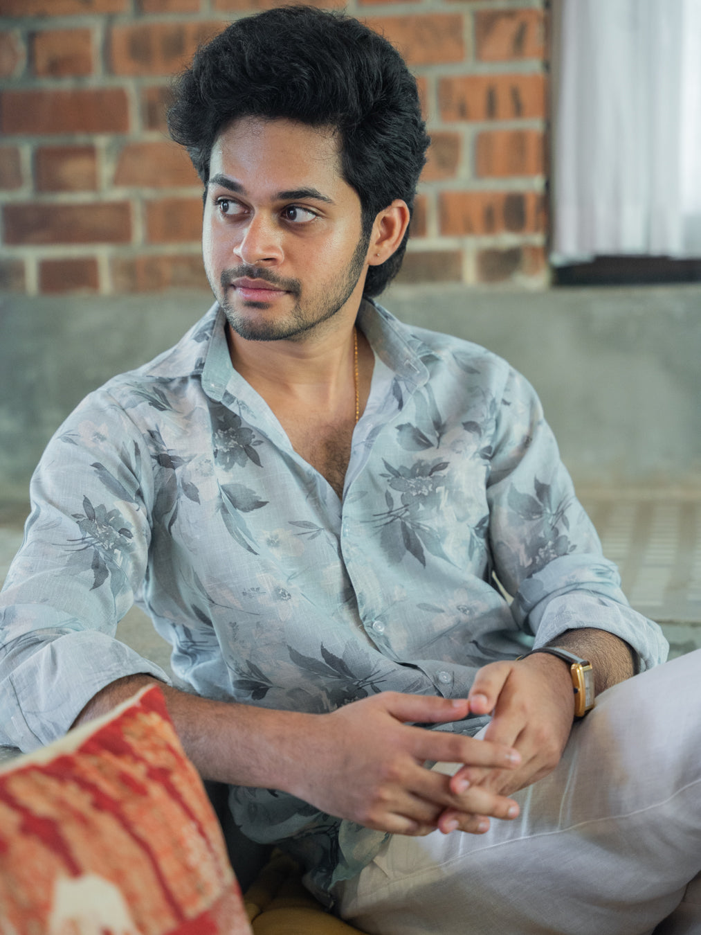 ARYA - Cream Blue linen