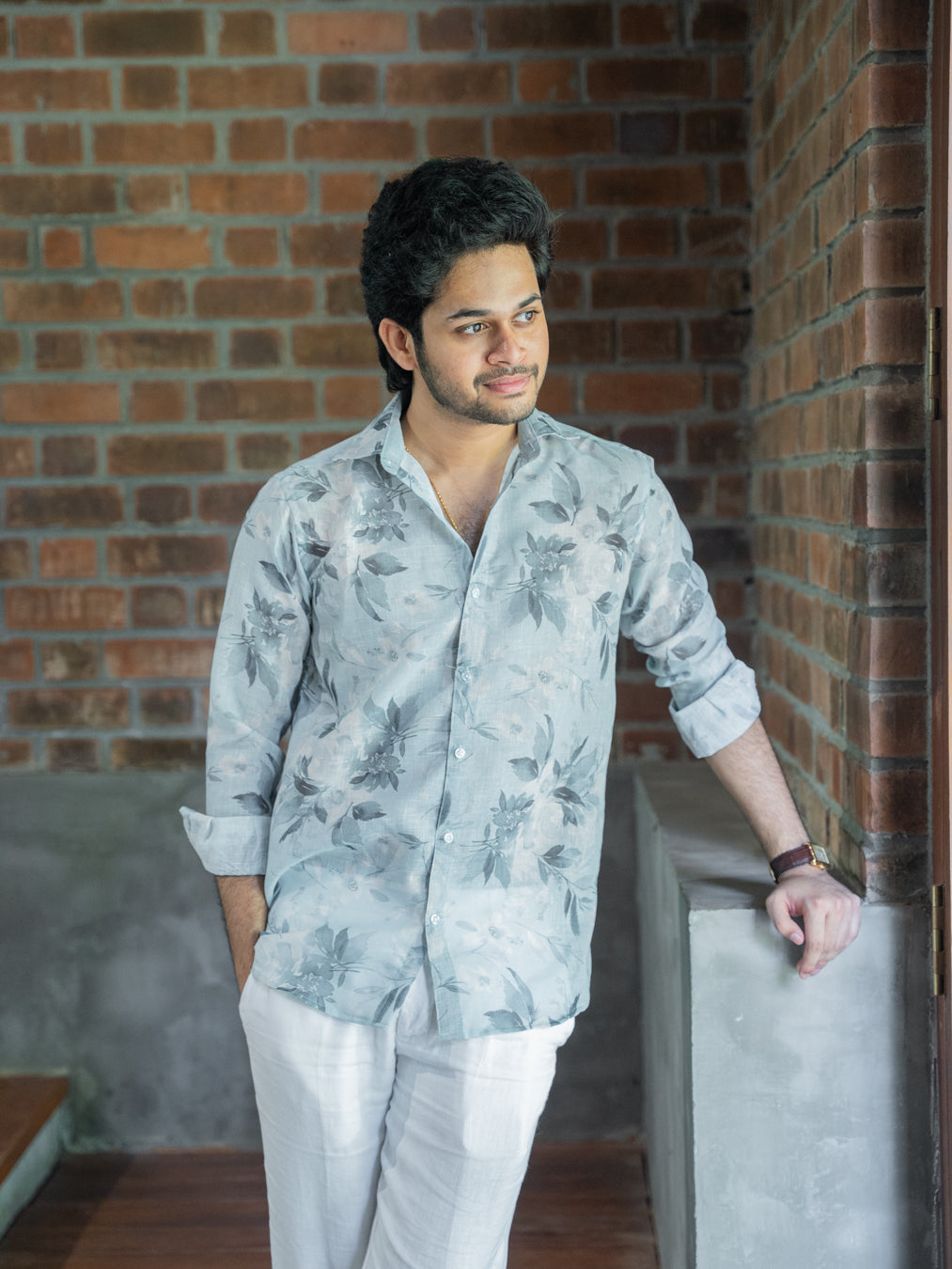ARYA - Cream Blue linen