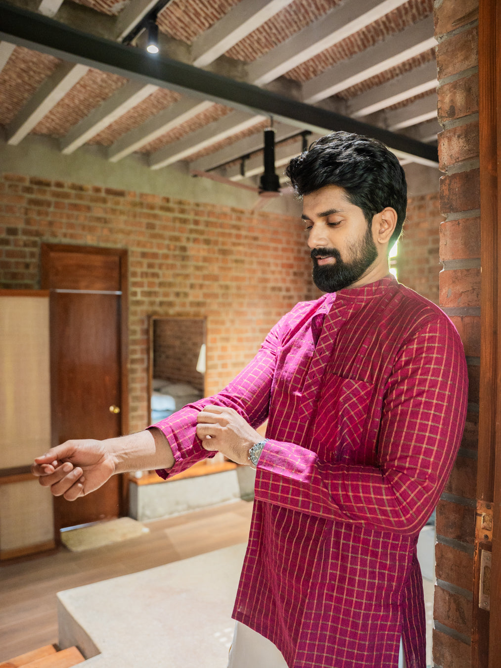AARAV - Pink Checks Kurta