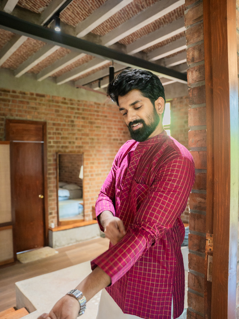 AARAV - Pink Checks Kurta