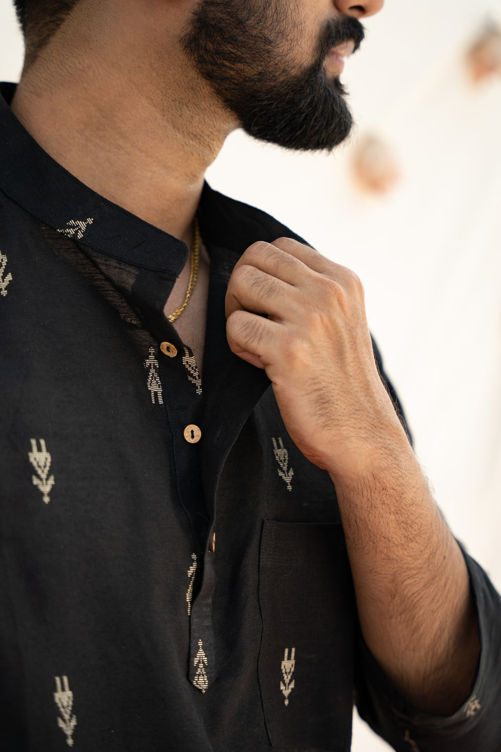 VED - Black Butta Kurta