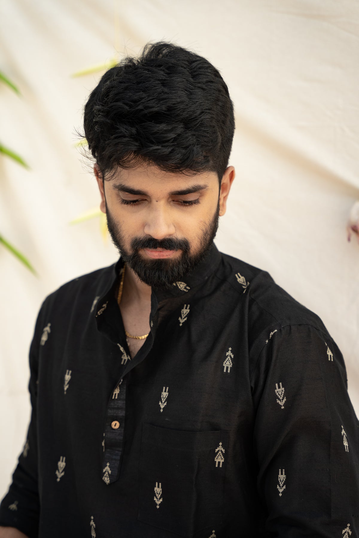 VED - Black Butta Kurta